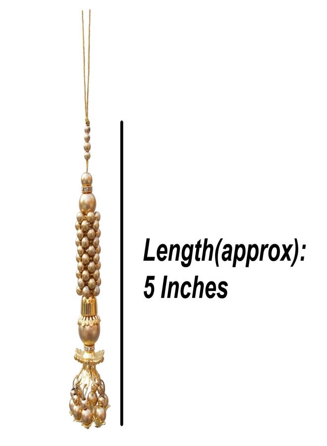 Krypmax Hanging Designer Tassel Latkan for Lehenga, Blouses, Dupatta, Art & Craft (Golden Color Design) (8) - Image 3